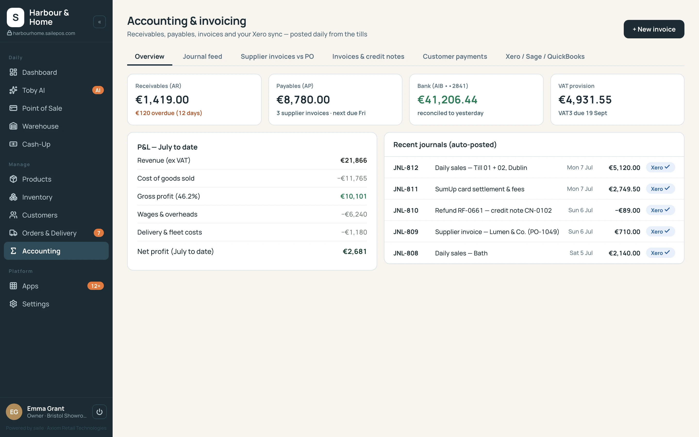Accounting: the ledger, daily journals and the Xero connection